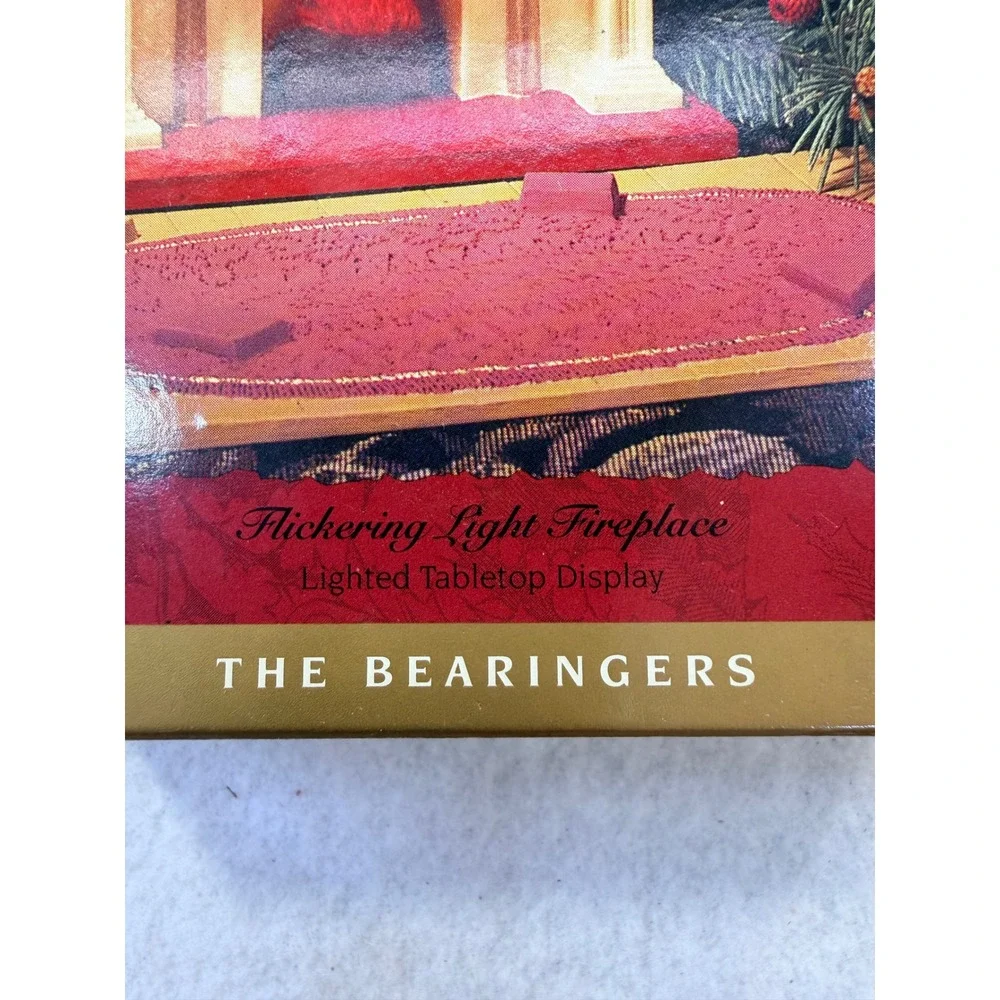 Vintage 1993 Hallmark Bearinger Flickering Light Fireplace Tabletop Display READ